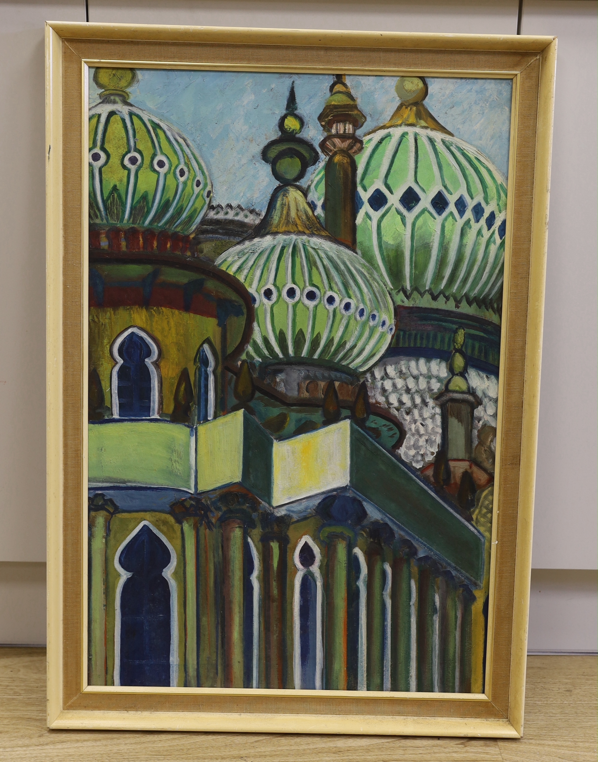 Style of John Bratby (1928 – 1992) oil on board, 'Royal Pavilions, Brighton', 75 x 49cm